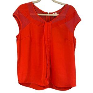 Women's Kut‎ from the Kloth Bright Orange Cap Sleeve Mesh Top Size Large
